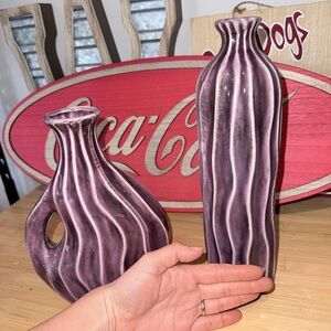 Purple Ceramic Decorative Vases - Set of 2